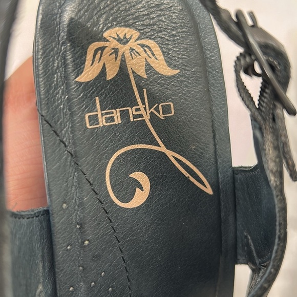 Dansko Nina Metallic Brown Leather Flower Sandals Heels Nailhead Detail Clog 41 - Picture 7 of 16
